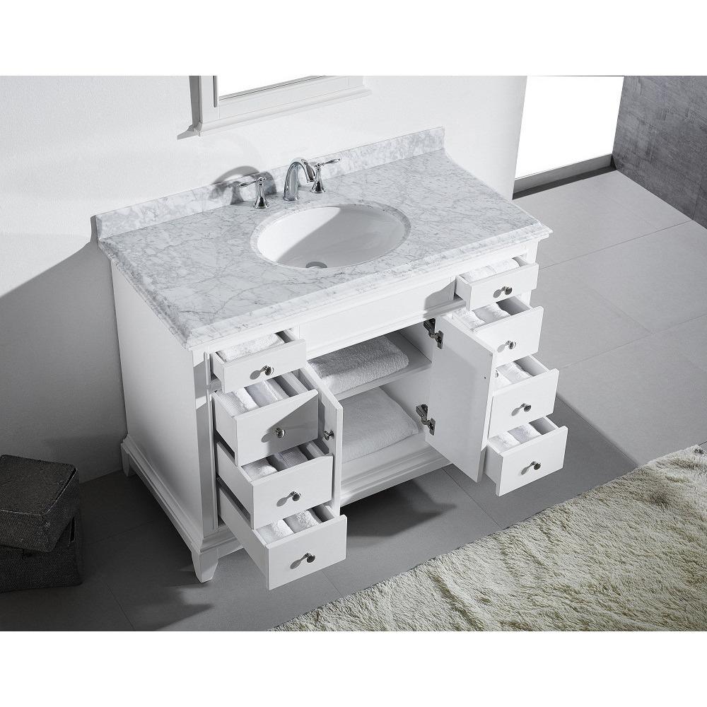 Eviva Elite Stamford® 48" White Solid Wood Vanity Set with Double OG White Carrera Marble Top Vanity Eviva 