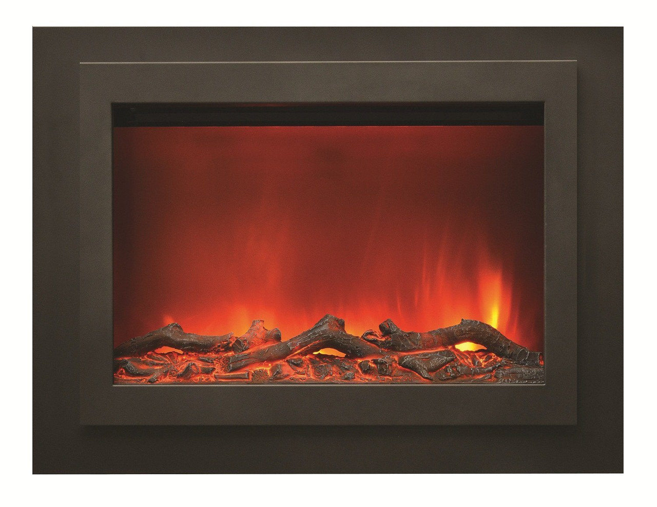 Amantii 38" Zero Clearance Unit with 45" x 34" Black Steel Surround & overlay Electric Fireplace Amantii 