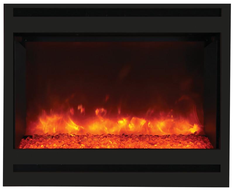 Amantii Zero Clearance Electric w/Square Steel Surround Log & 3 colors media Electric Fireplace Amantii 