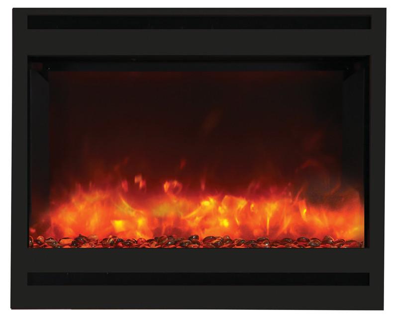Amantii Zero Clearance Electric w/Square Steel Surround Log and ICE media Electric Fireplace Amantii 