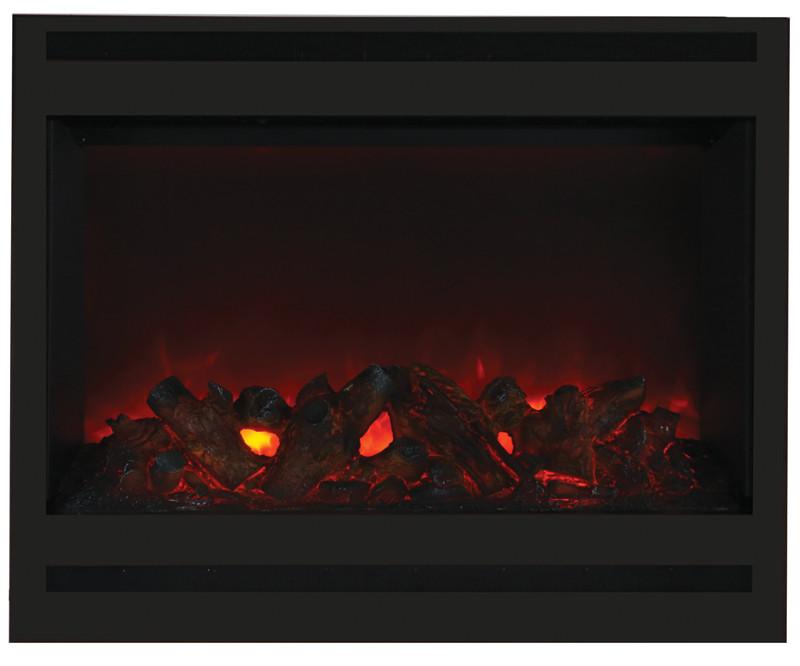 Amantii Zero Clearance Electric w/Square Steel Surround Log & 3 colors media Electric Fireplace Amantii 