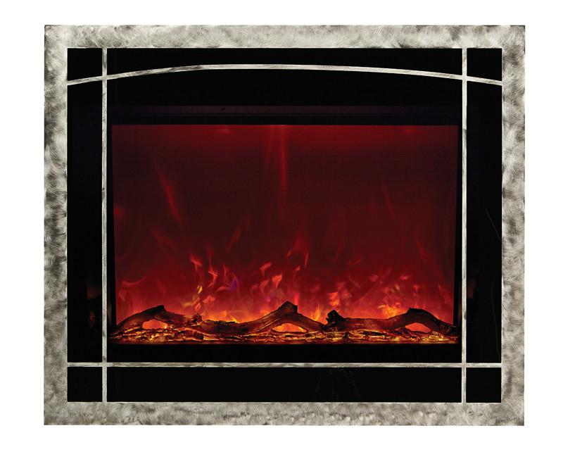 Amantii Two-tone Blacksmith style steel overlay in Metro Steel & Sierra Copper Electric Fireplace Amantii 
