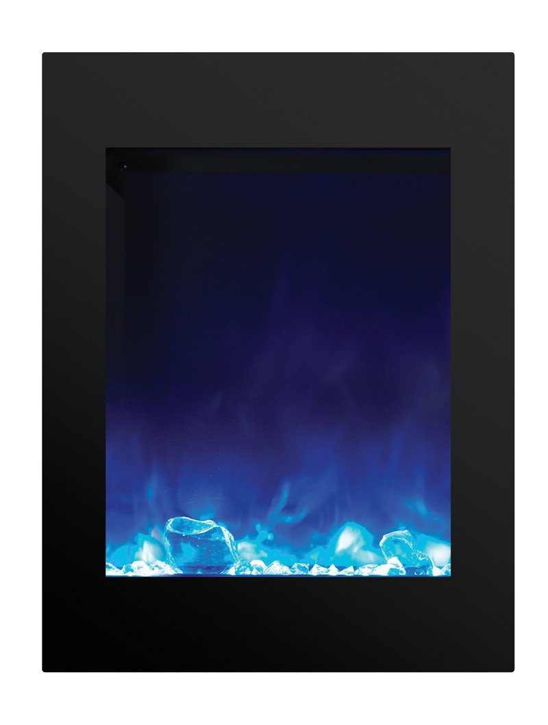 Amantii ZECL fireplace with 29" x 39" blk gls surround, log set and ice media Electric Fireplace Amantii 