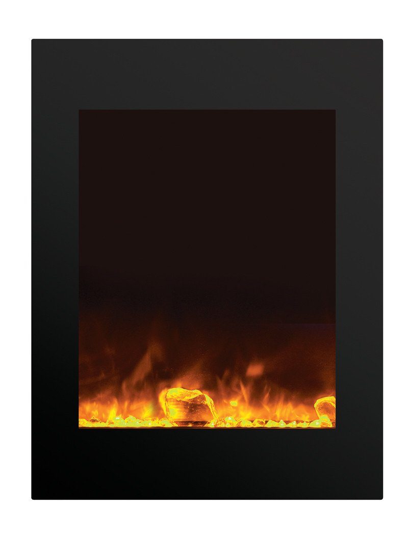 Amantii ZECL fireplace with 29" x 39" blk gls surround, log set and ice media Electric Fireplace Amantii 