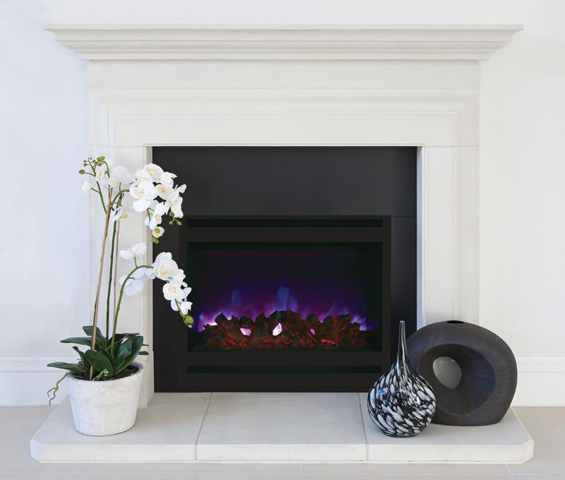 Amantii Zero Clearance Electric w/Square Steel Surround Log and ICE media Electric Fireplace Amantii 