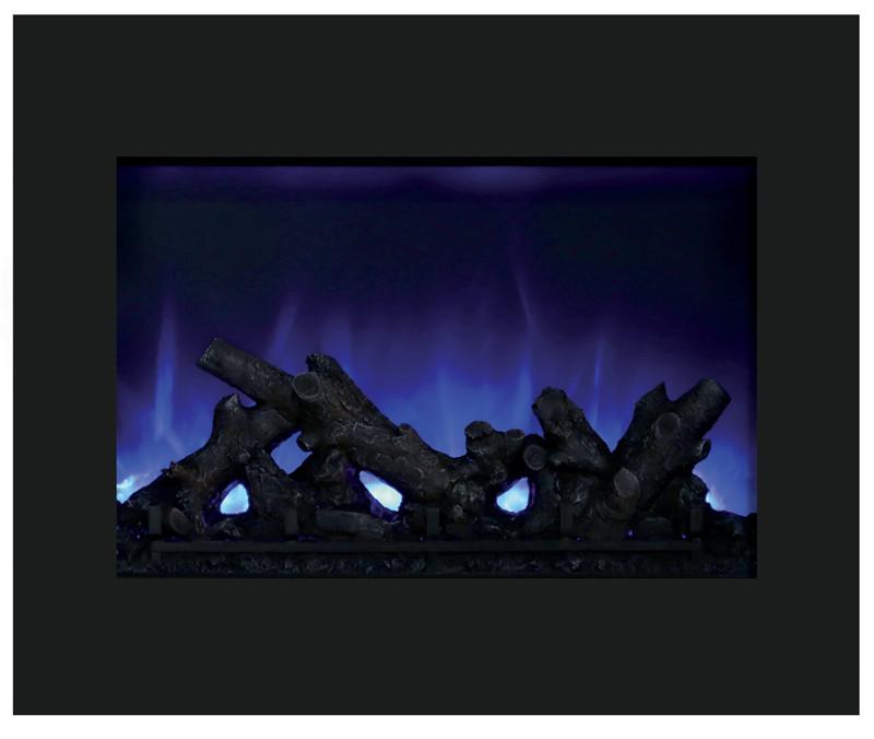 Amantii 39" ZECL fireplace with blk gls surround, log set and 3 colors media Electric Fireplace Amantii 