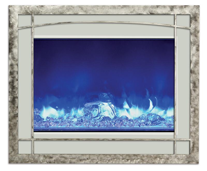 Amantii Two-tone Blacksmith style steel overlay in Metro Steel & Sierra Copper Electric Fireplace Amantii 
