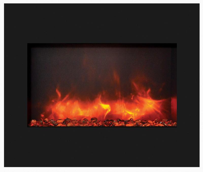 Amantii 30" ZECL fireplace with blk gls surround, log set and 3 colors of media Electric Fireplace Amantii 