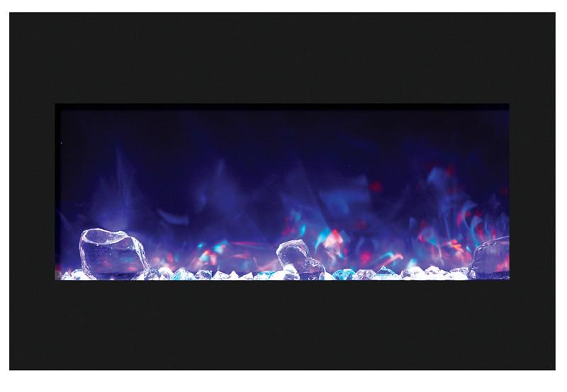 Amantii 33" ZECL fireplace with blk gls surround, log set and 3 colors of media Electric Fireplace Amantii 
