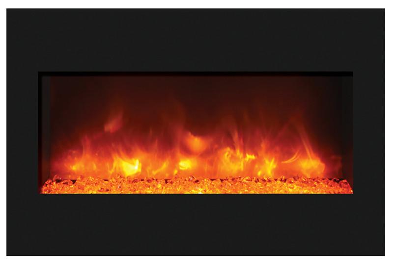 Amantii 33" ZECL fireplace with blk gls surround, log set and 3 colors of media Electric Fireplace Amantii 