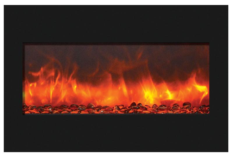 Amantii 33" ZECL fireplace with blk gls surround, log set and 3 colors of media Electric Fireplace Amantii 