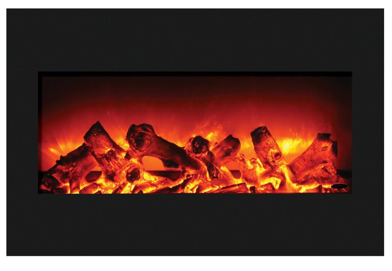 Amantii 33" ZECL fireplace with blk gls surround, log set and 3 colors of media Electric Fireplace Amantii 