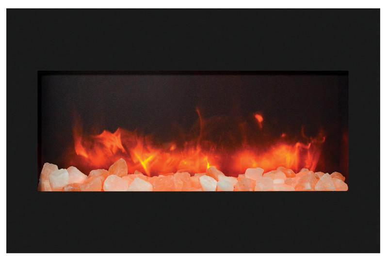 Amantii 33" ZECL fireplace with blk gls surround, log set and 3 colors of media Electric Fireplace Amantii 