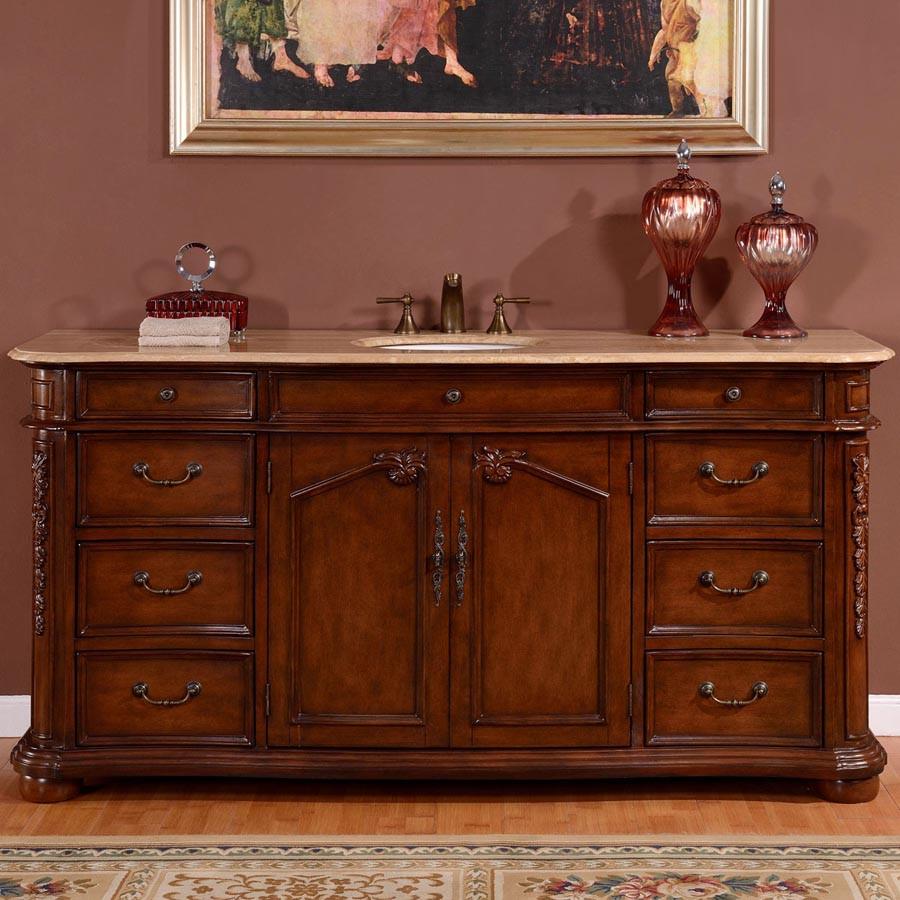 Silkroad 72" Transitional Single Sink Bathroom Vanity Vanity Silkroad Exclusive 