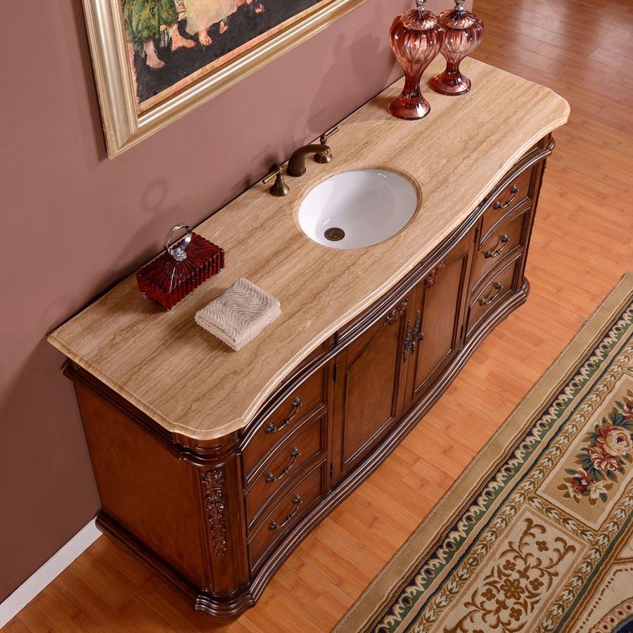 Silkroad 72" Transitional Single Sink Bathroom Vanity Vanity Silkroad Exclusive 
