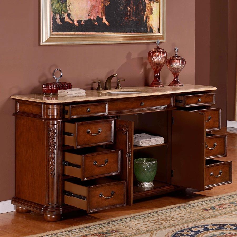 Silkroad 72" Transitional Single Sink Bathroom Vanity Vanity Silkroad Exclusive 