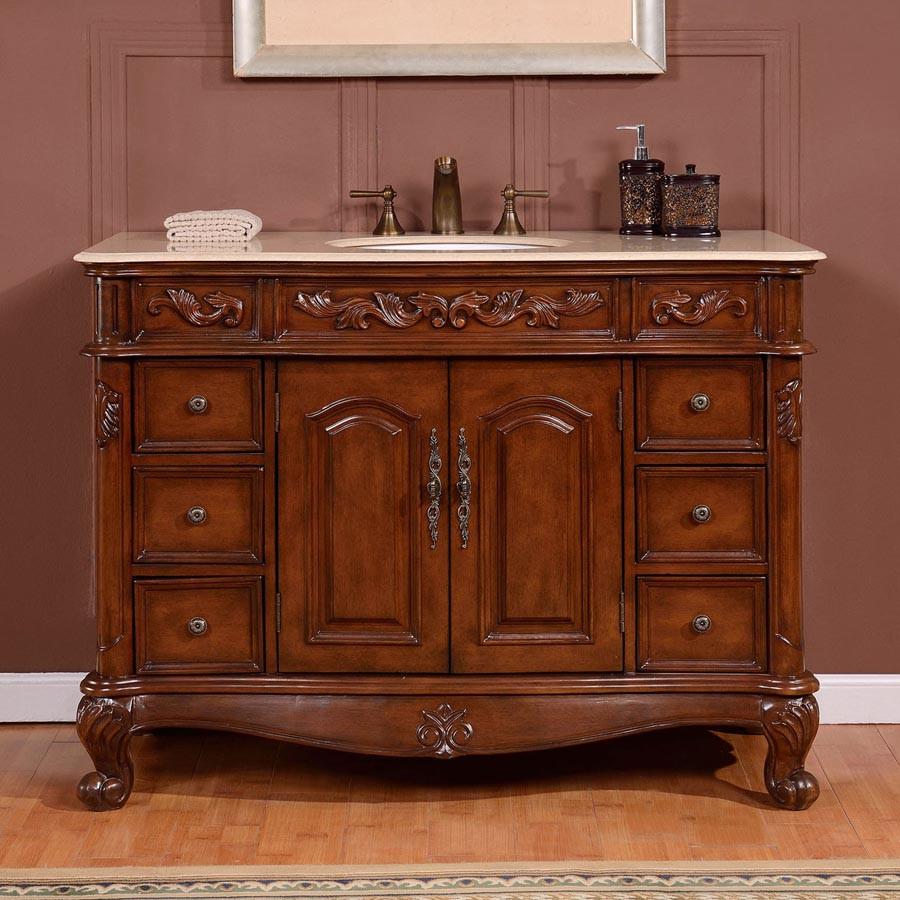 Silkroad 48" Traditional Single Sink Bathroom Vanity Vanity Silkroad Exclusive 