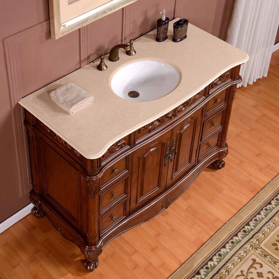 Silkroad 48" Traditional Single Sink Bathroom Vanity Vanity Silkroad Exclusive 