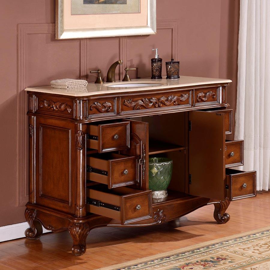 Silkroad 48" Traditional Single Sink Bathroom Vanity Vanity Silkroad Exclusive 