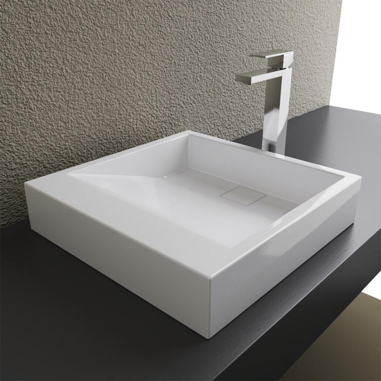 Cantrio Solid Surface Modern Top Mount Bathroom Sink MMA-18184 Solid Surface Series Cantrio 
