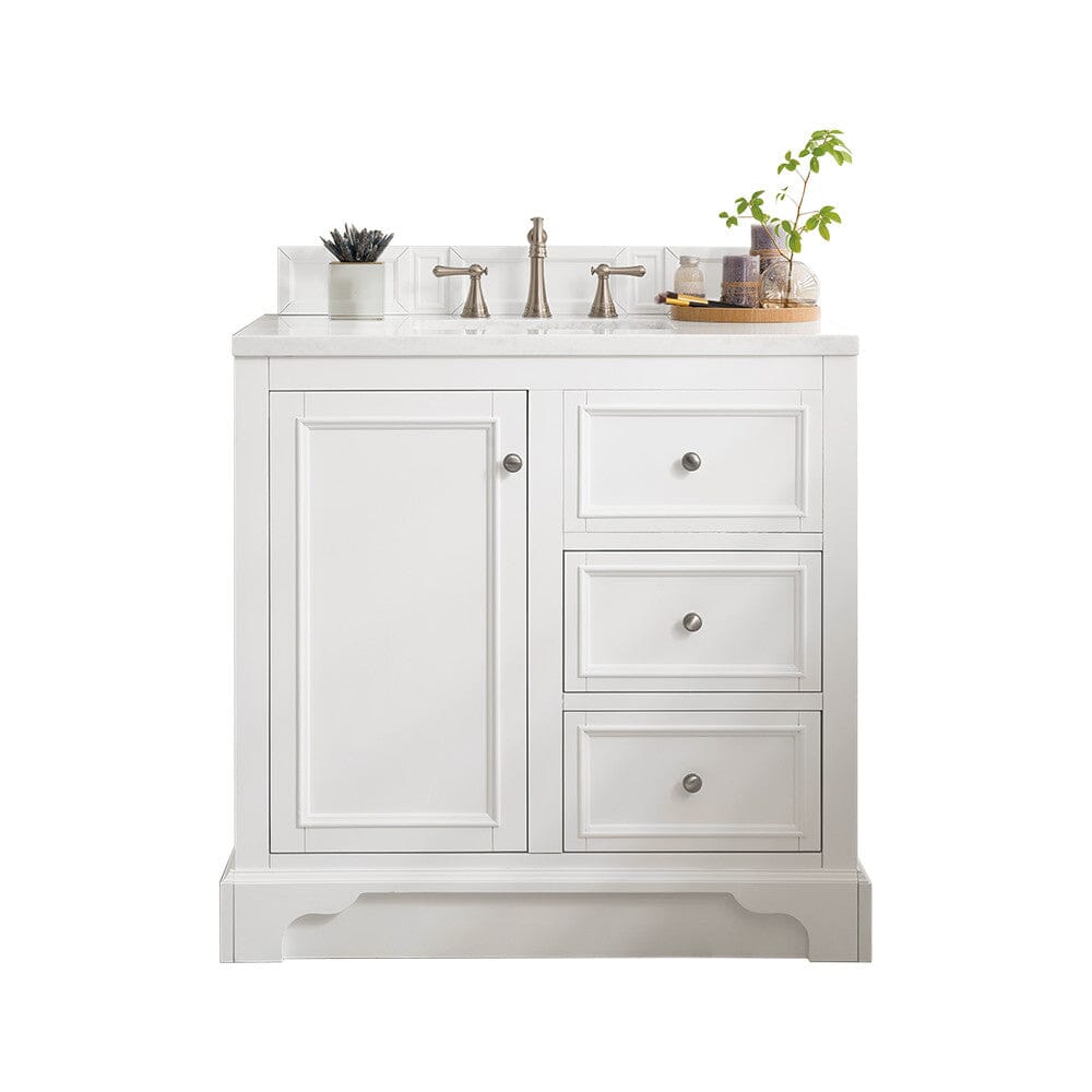 James Martin De Soto 36" Single Vanity Vanity James Martin Bright White w/ 3 CM Classic White Quartz Top 