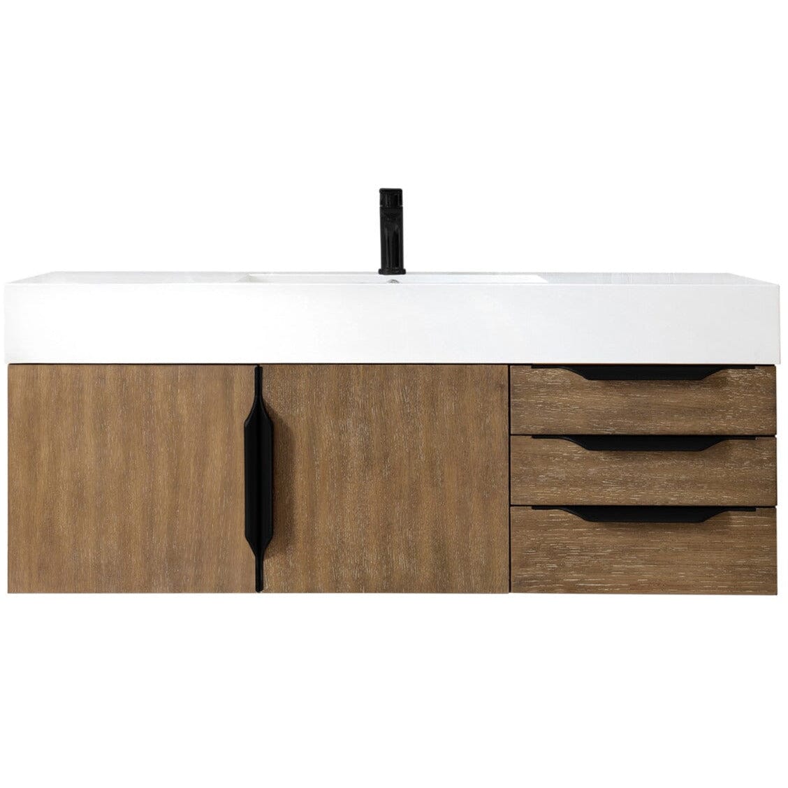 James Martin Mercer Island 48" Single Vanity Vanity James Martin Latte Oak - Matte Black w/ Glossy White Composite Top 