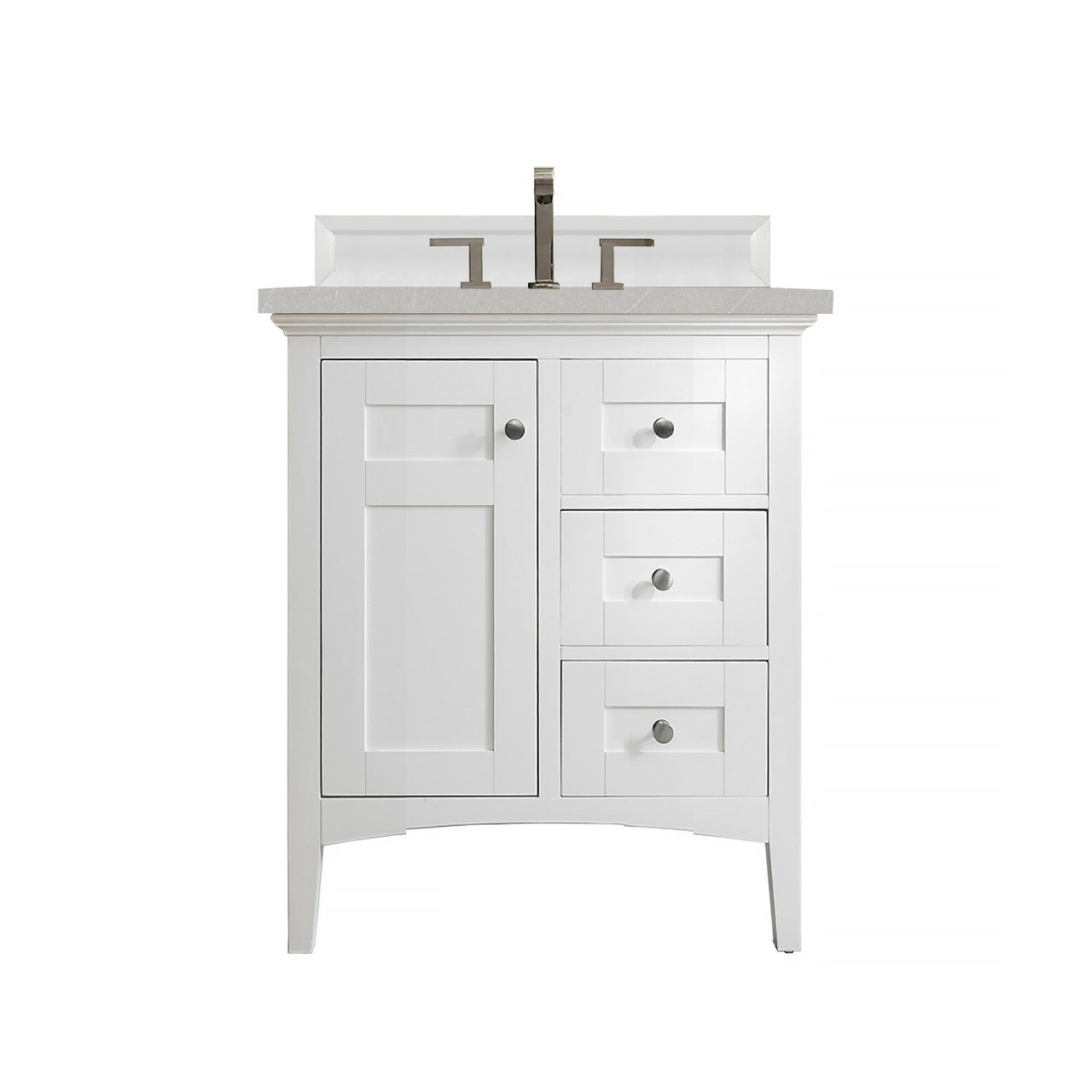 James Martin Palisades 30" Single Vanity Vanity James Martin Bright White w/ 3 CM Eternal Serena Quartz Top 