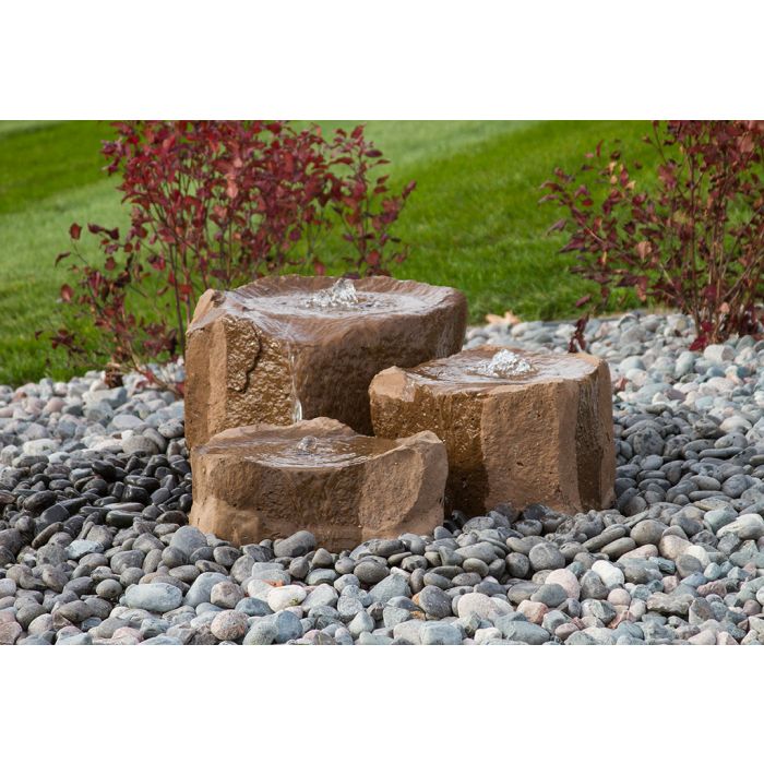 GFRC Bubbling Boulders LA3200T Triple Falls Fountain Kit Fountain Blue Thumb 