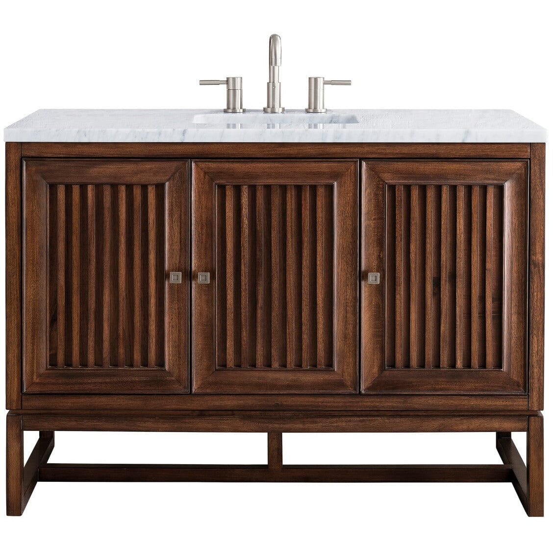 James Martin Athens 48" Single Vanity Vanity James Martin Mid Century Acacia w/ 3 CM Arctic Fall Solid Surface Countertop 
