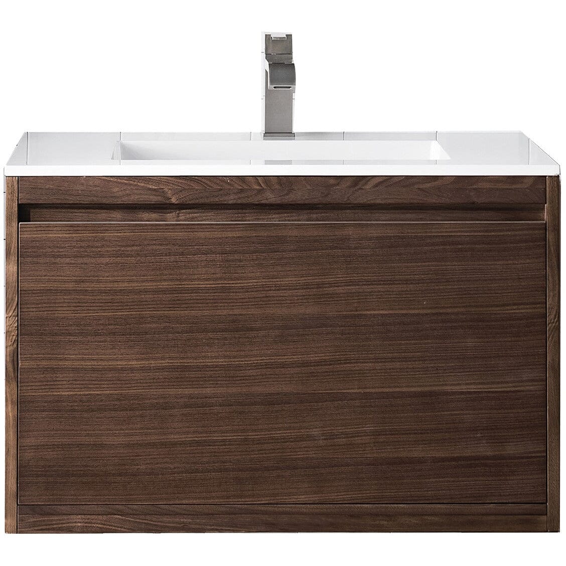 James Martin Milan 31.5" Single Vanity Vanity James Martin Mid Century Walnut w/Glossy White Composite Top 