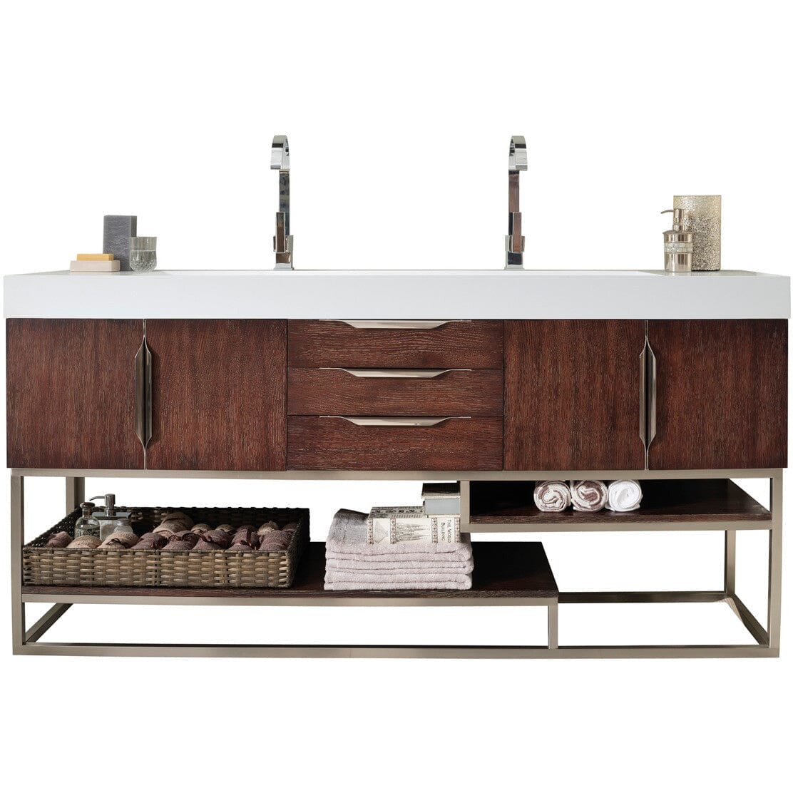 James Martin Columbia 72" Double Vanity Vanity James Martin Coffee Oak - Matte Black Cabinet Only 