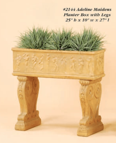 Adeline Maidens Planter Box with Legs Cast Stone Outdoor Garden Planter Planter Tuscan 