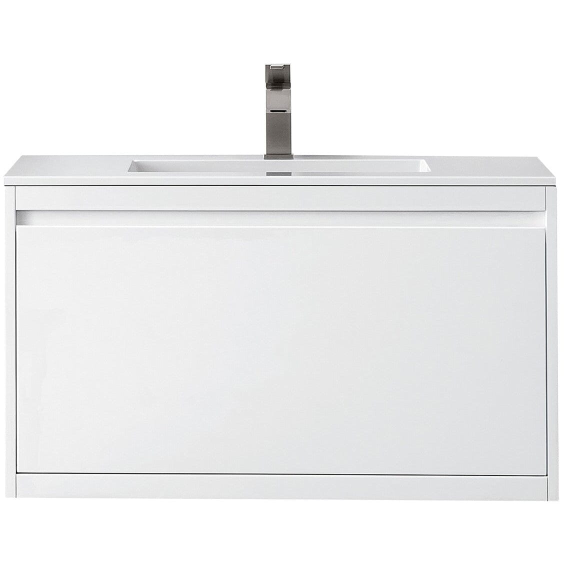 James Martin Milan 35.4" Single Vanity Vanity James Martin Glossy White w/Glossy White Composite Top 