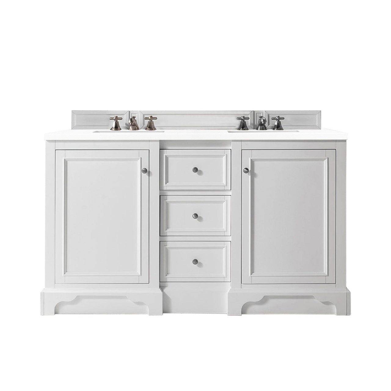 James Martin De Soto 60" Double Vanity Vanity James Martin Bright White w/ 3 CM Classic White Quartz Top 