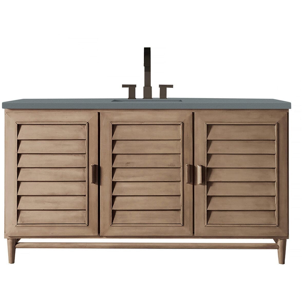 James Martin Portland 60" Single Vanity Vanity James Martin Whitewashed Walnut w/ 3 CM Cala Blue Quartz Top 