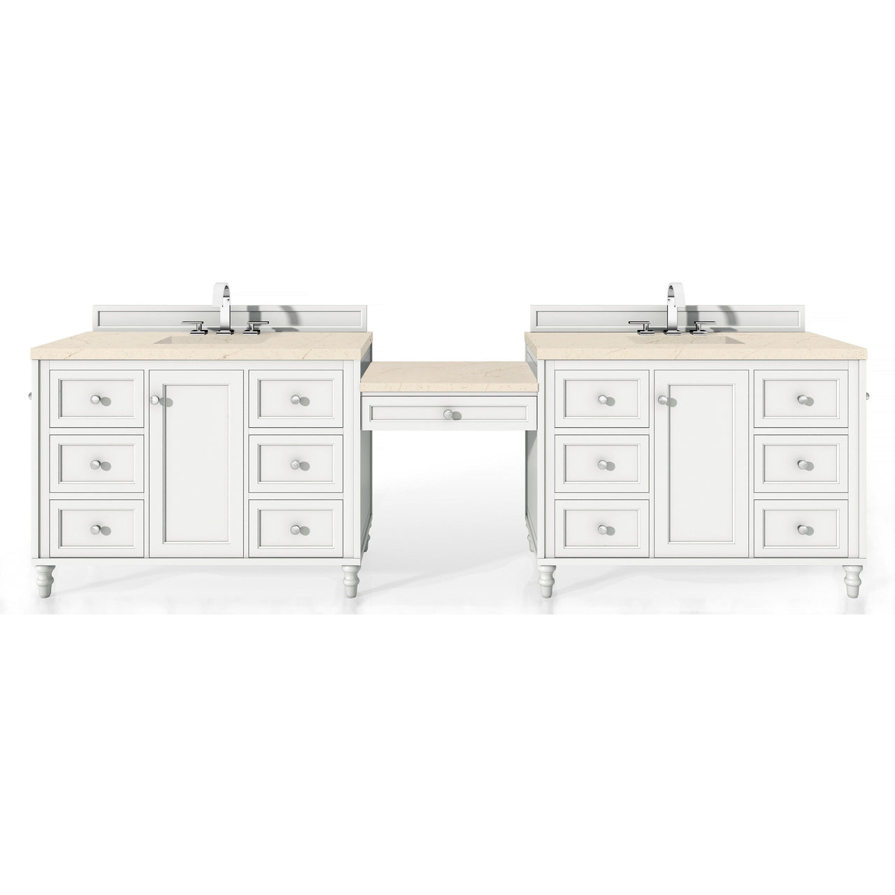 James Martin Copper Cove Encore 122" Double Vanity Set Vanity James Martin Bright White w/ 3 CM Eternal Marfil Quartz Top 