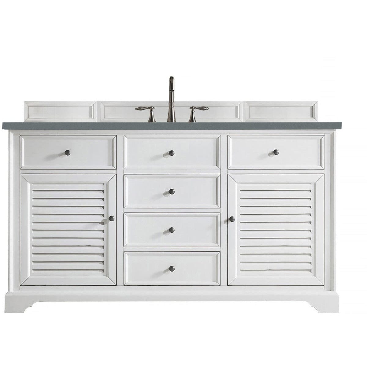 James Martin Savannah 60" Single Vanity Vanity James Martin Bright White w/ 3 CM Cala Blue Quartz Top 