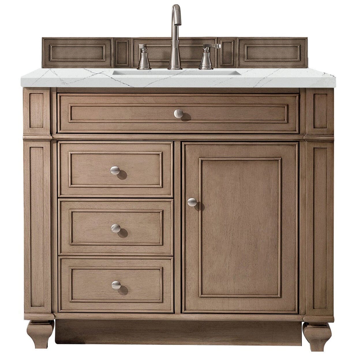 James Martin Bristol 36" Single Vanity Vanity James Martin Whitewashed Walnut w/ 3 CM Ethereal Noctis Quartz Top 