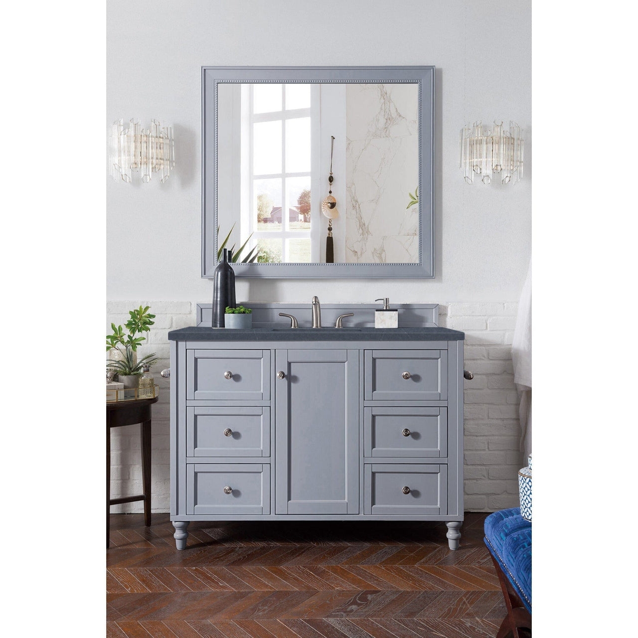 James Martin Copper Cove Encore 48" Single Vanity Vanity James Martin Silver Gray w/ 3 CM Charcoal Soapstone Quartz Top 