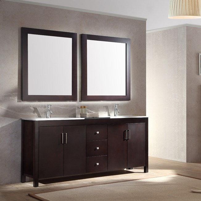 ARIEL Hanson 72" Double Sink Bathroom Vanity Set in Espresso Vanity ARIEL 