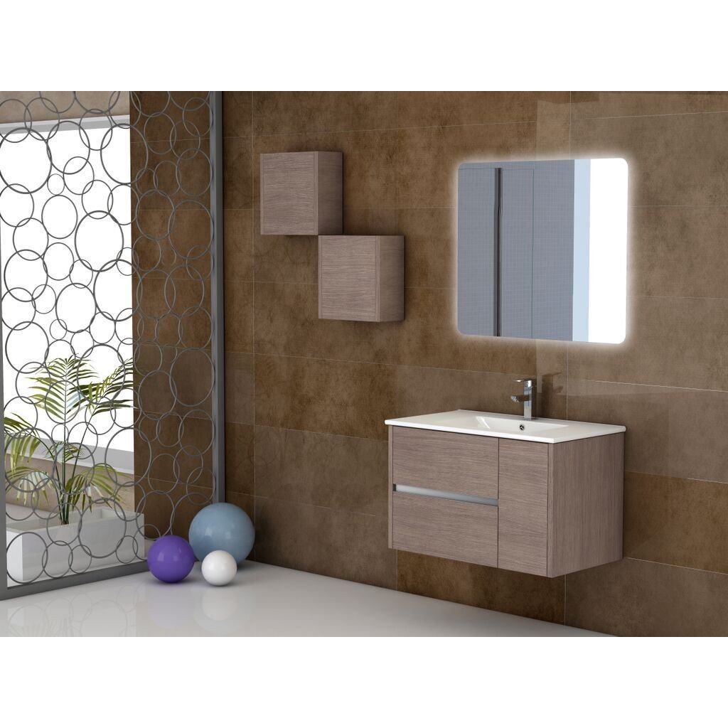Eviva Aries® 32" Medium Oak Modern Vanity Wall Mount with White Integrated Porcelain sink Vanity Eviva 