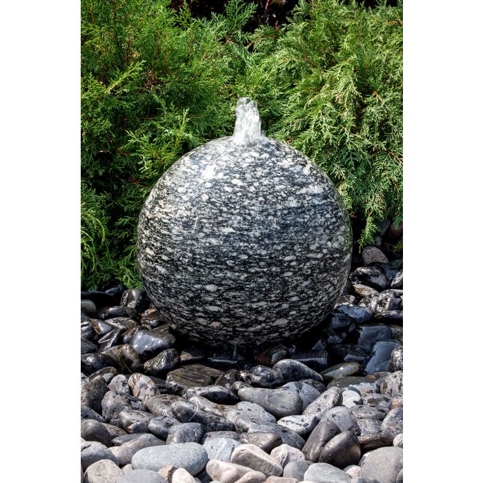 Real Stone Fountains ABART4616 16″ Speckled Granite Sphere Fountain Fountain Blue Thumb 