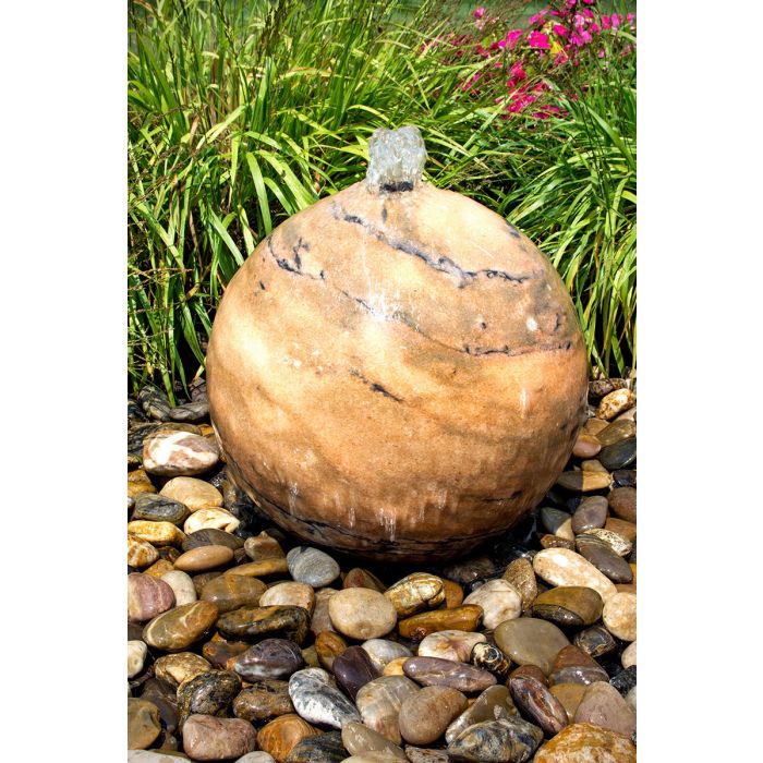 Real Stone Fountains ABART4420 20″ Yellow Onyx Sphere Fountain Fountain Blue Thumb 