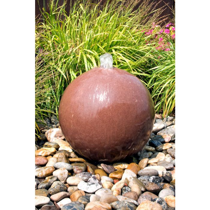 Real Stone Fountains ABART4320 20″ Red Sandstone Sphere Fountain Fountain Blue Thumb 
