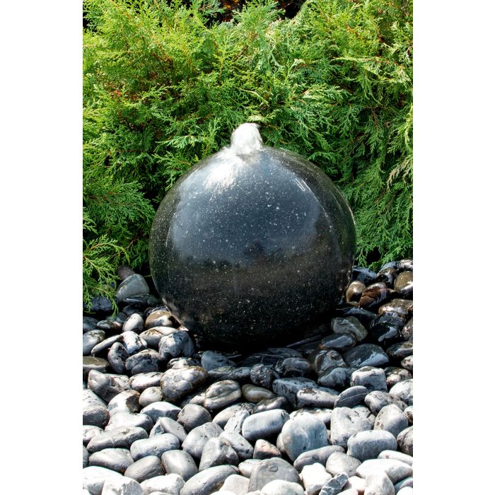 Real Stone Fountains ABART4716 16″ Black Granite Sphere Fountain Fountain Blue Thumb 