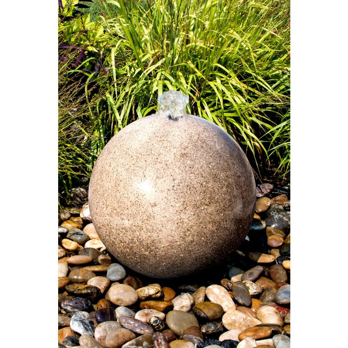 Real Stone Fountains ABART4920 20″ Yellow Granite Sphere Fountain Fountain Blue Thumb 