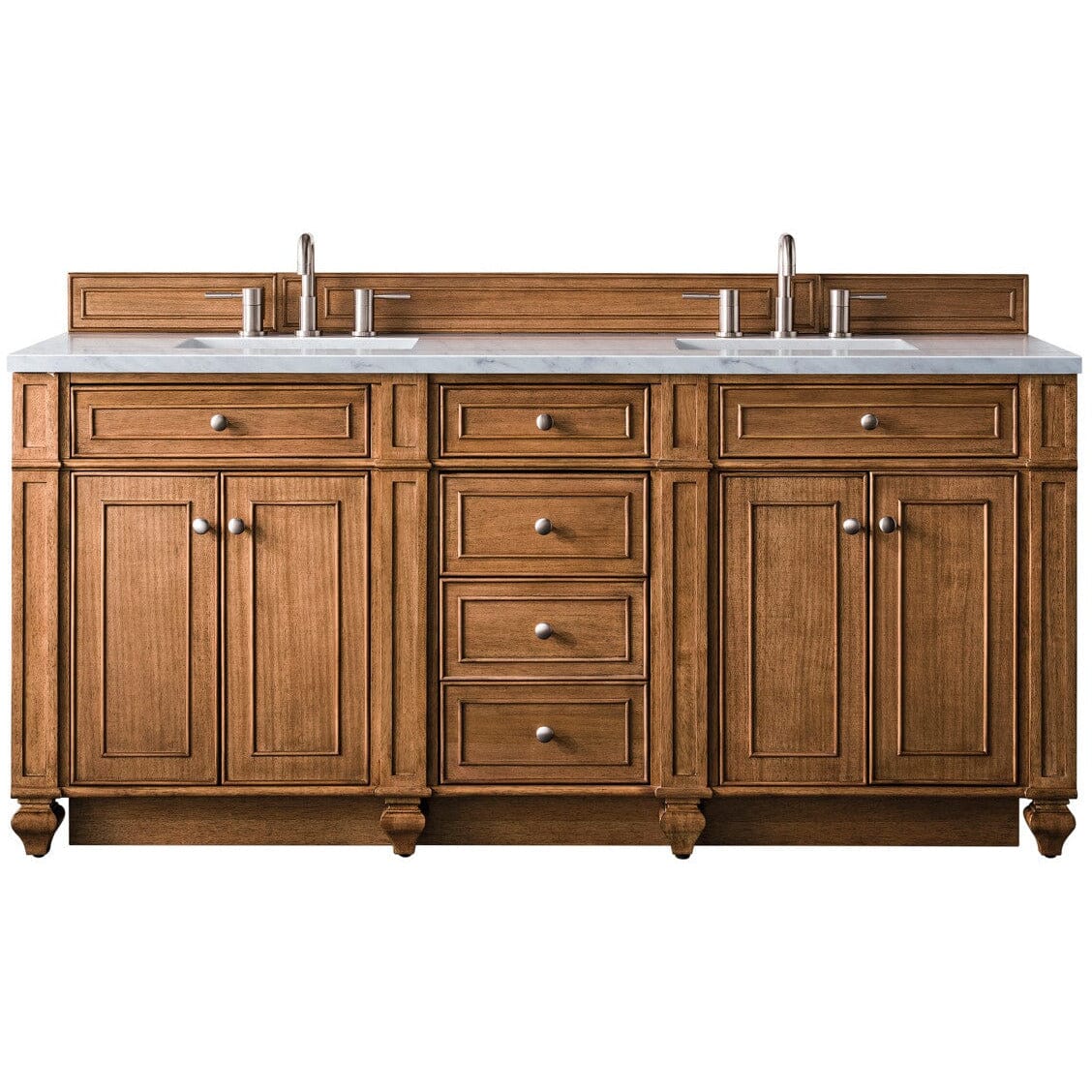 James Martin Bristol 72" Double Vanity Vanity James Martin Saddle Brown w/ 3 CM Eternal Jasmine Pearl Quartz Top 