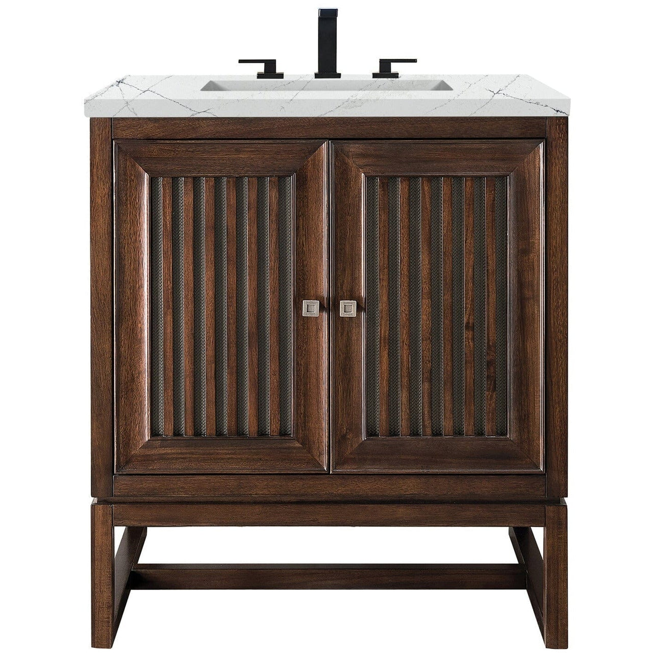 James Martin Athens 30" Single Vanity Vanity James Martin Mid Century Acacia w/ 3 CM Ethereal Noctis Top 