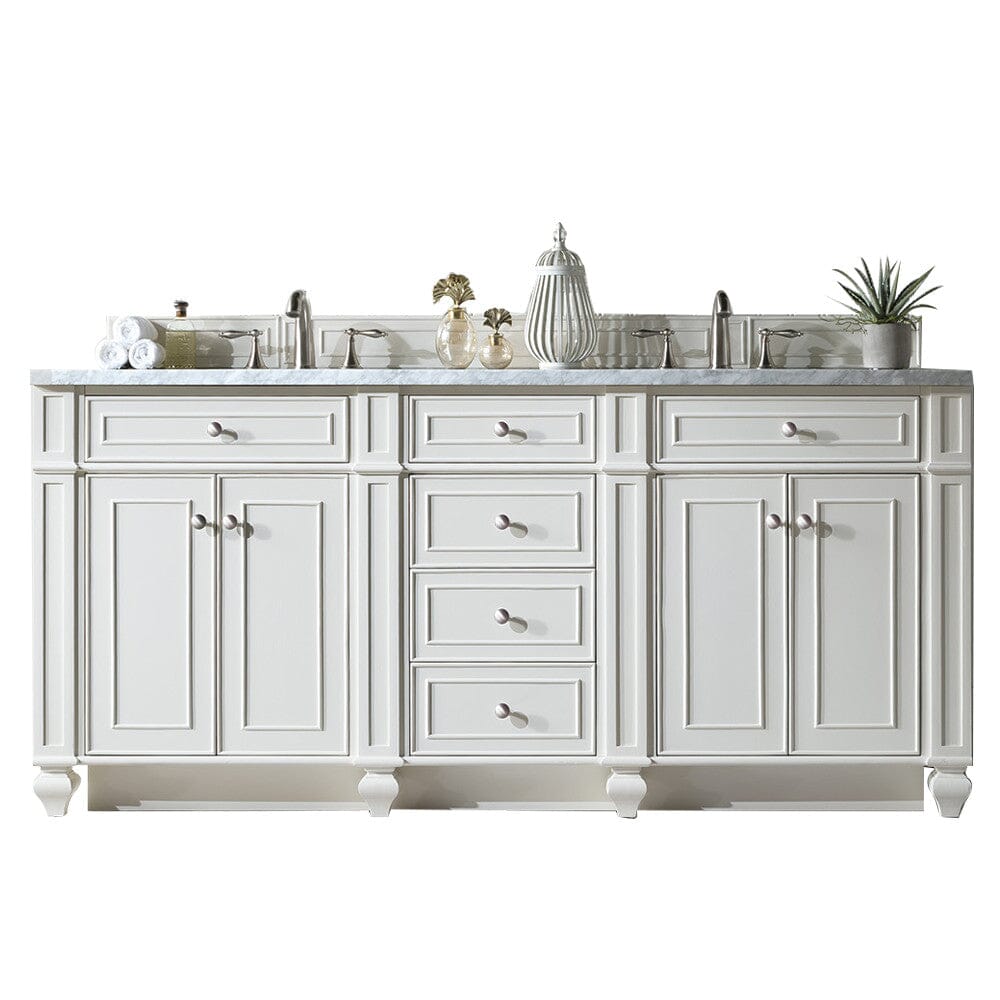 James Martin Bristol 72" Double Vanity Vanity James Martin Bright White w/ 3 CM Arctic Fall Solid Surface Top 