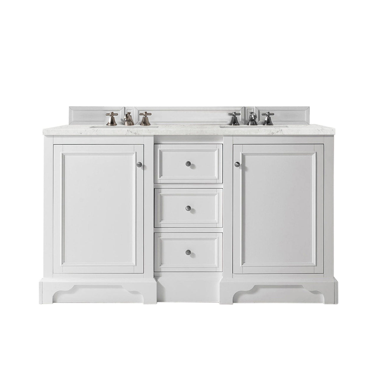James Martin De Soto 60" Double Vanity Vanity James Martin Bright White w/ 3 CM Eternal Jasmine Pearl Quartz Top 